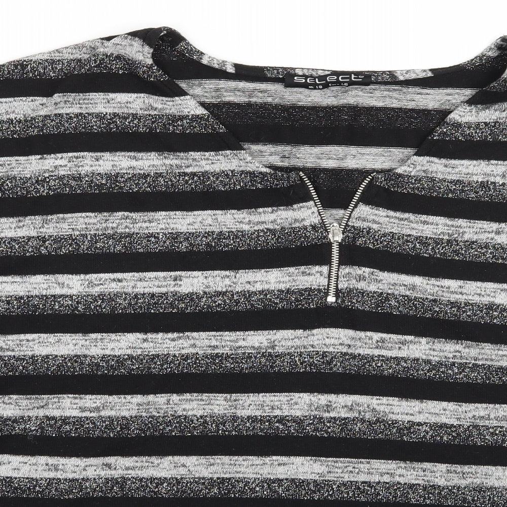 Select Womens Grey Striped  Pullover Jumper Size 18