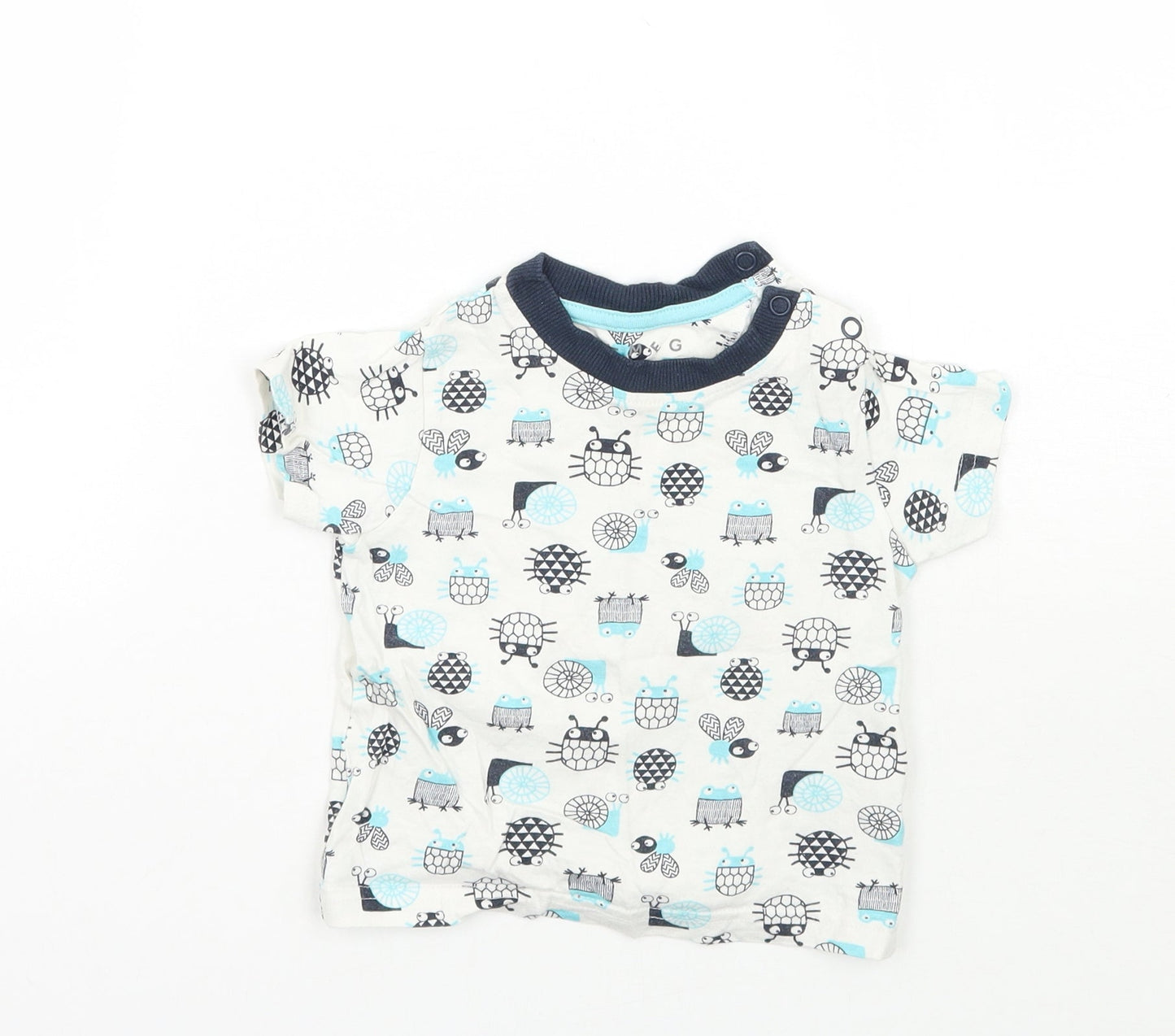 Nutmeg Boys White Geometric  Basic T-Shirt Size 9-12 Months