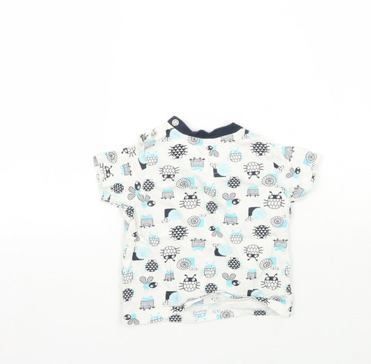 Nutmeg Boys White Geometric  Basic T-Shirt Size 9-12 Months
