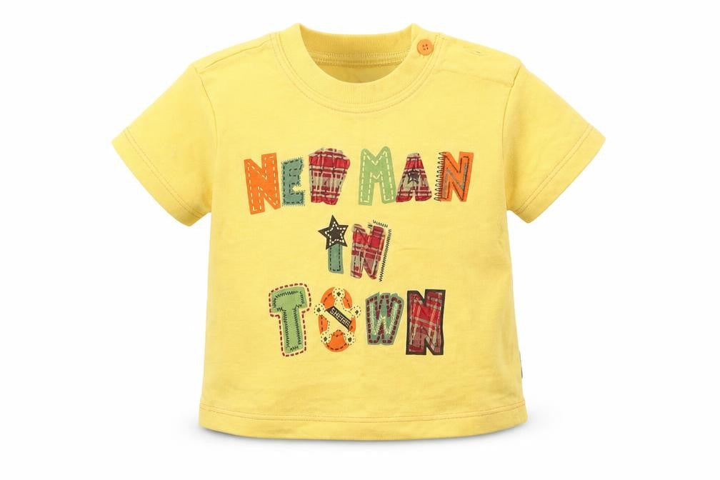 Front view of Cherokee boys’ yellow basic t-shirt, size 0-3, months