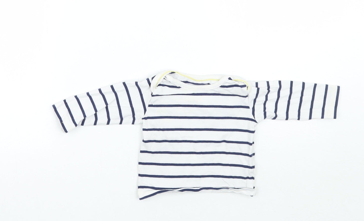 Marks and Spencer Boys White Striped  Basic T-Shirt Size 3-6 Months