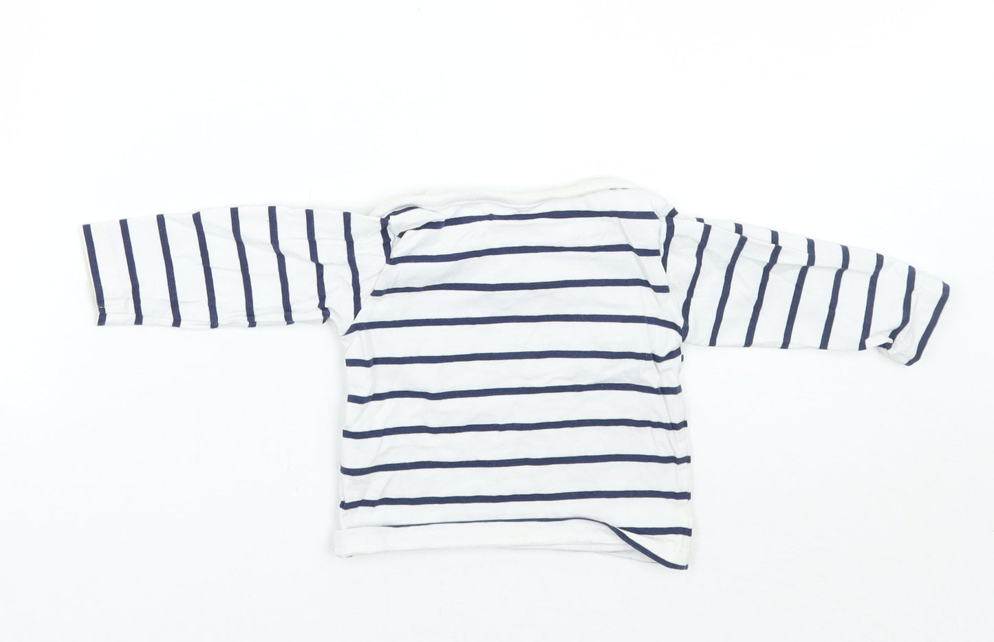 Marks and Spencer Boys White Striped  Basic T-Shirt Size 3-6 Months