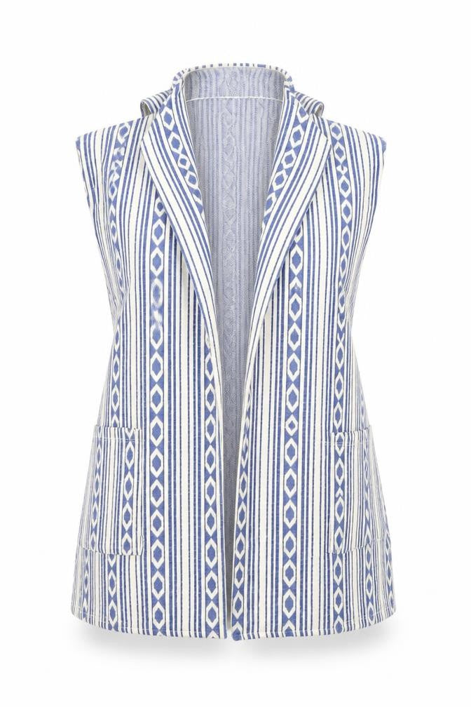 River Island Womens Ivory Striped  Gilet Jacket Size 10