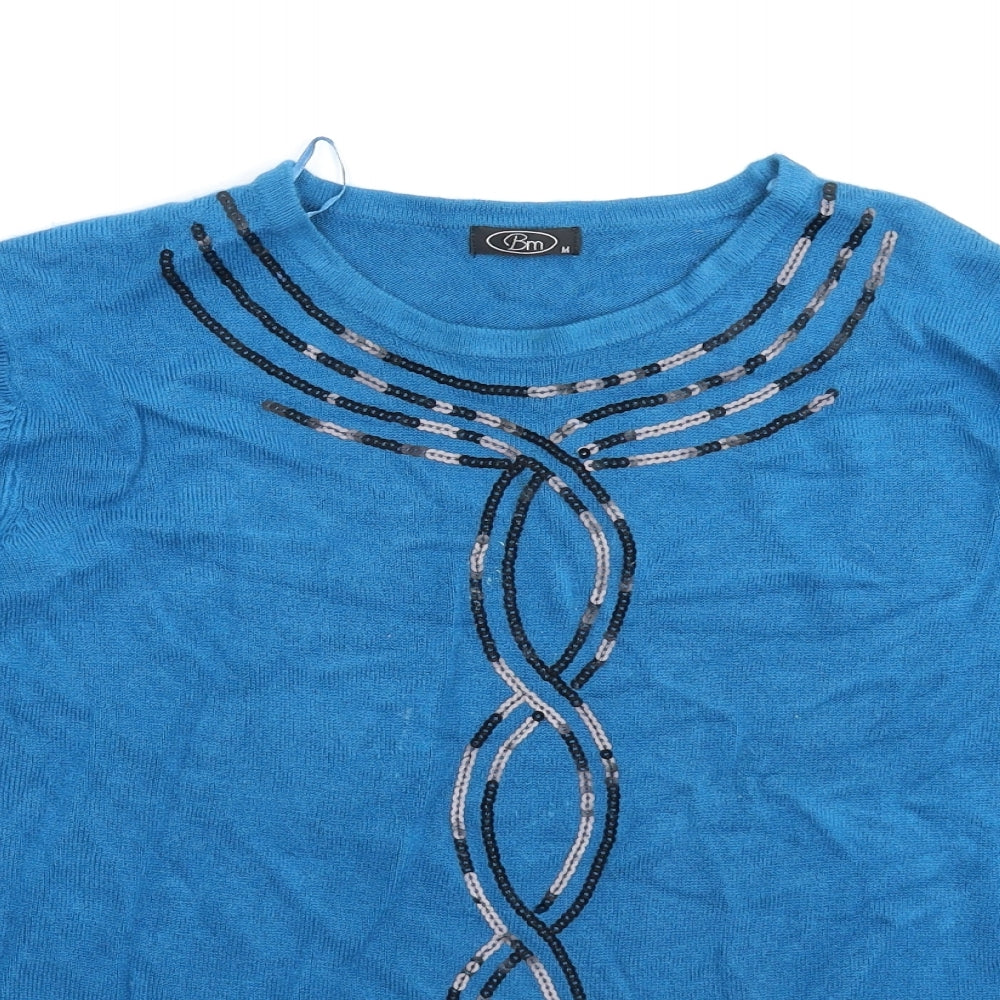 BM Womens Blue  Knit Pullover Jumper Size M