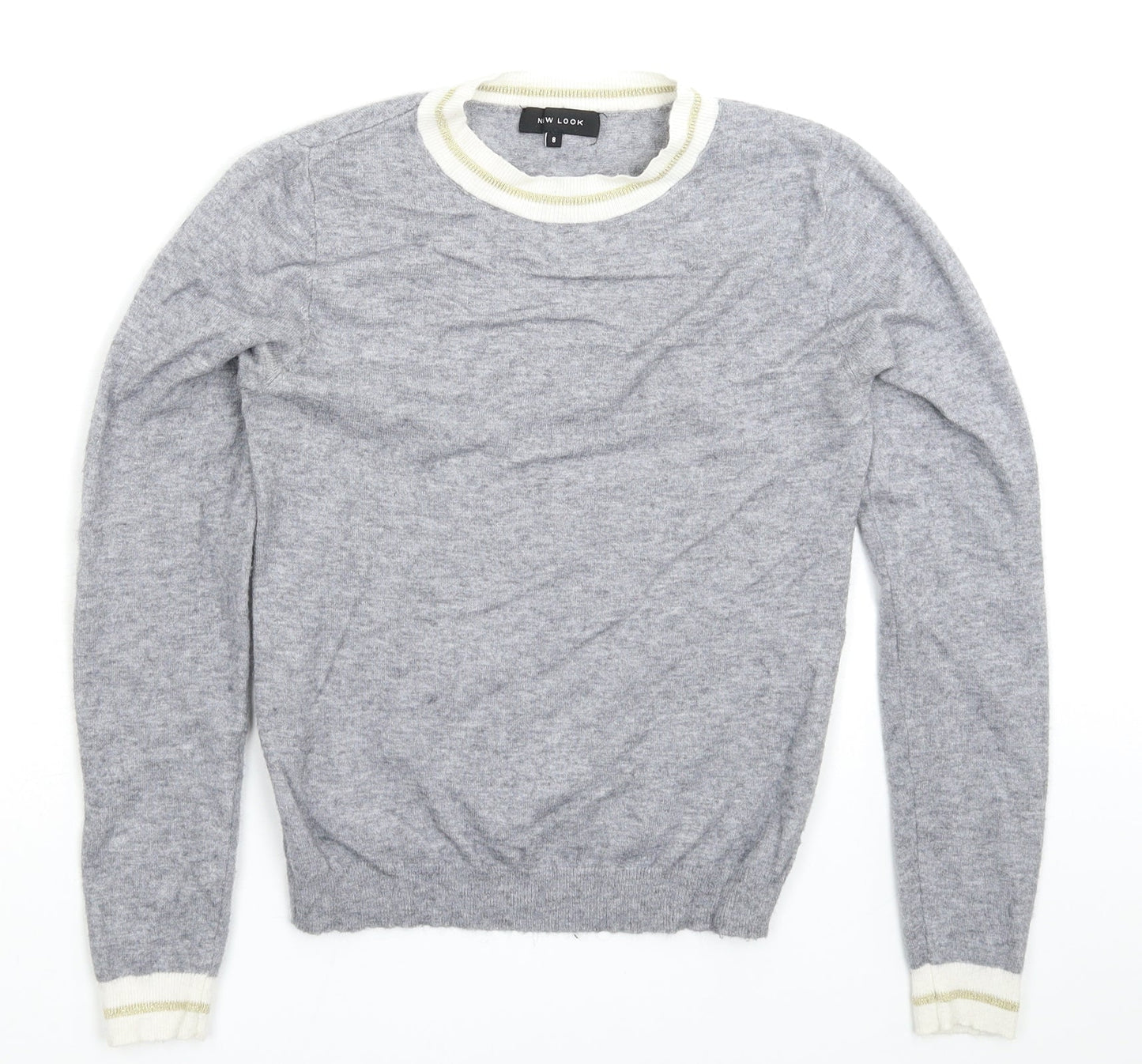 New Look Womens Grey  Knit Pullover Jumper Size 8
