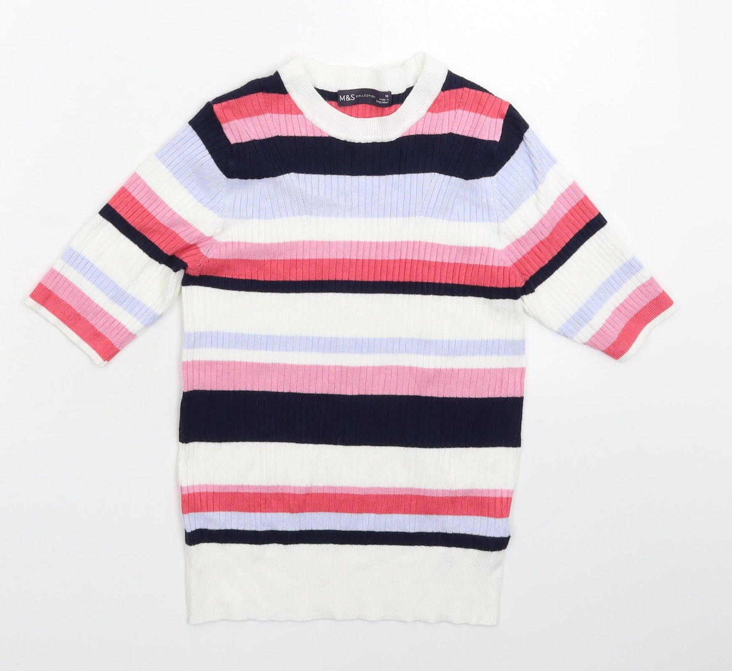 Marks and Spencer Womens Multicoloured Striped Knit Pullover Jumper Size 10