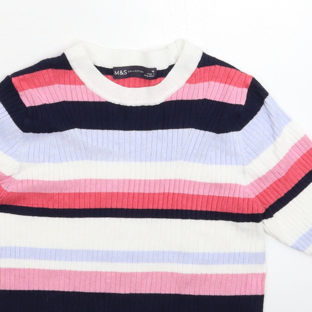 Marks and Spencer Womens Multicoloured Striped Knit Pullover Jumper Size 10