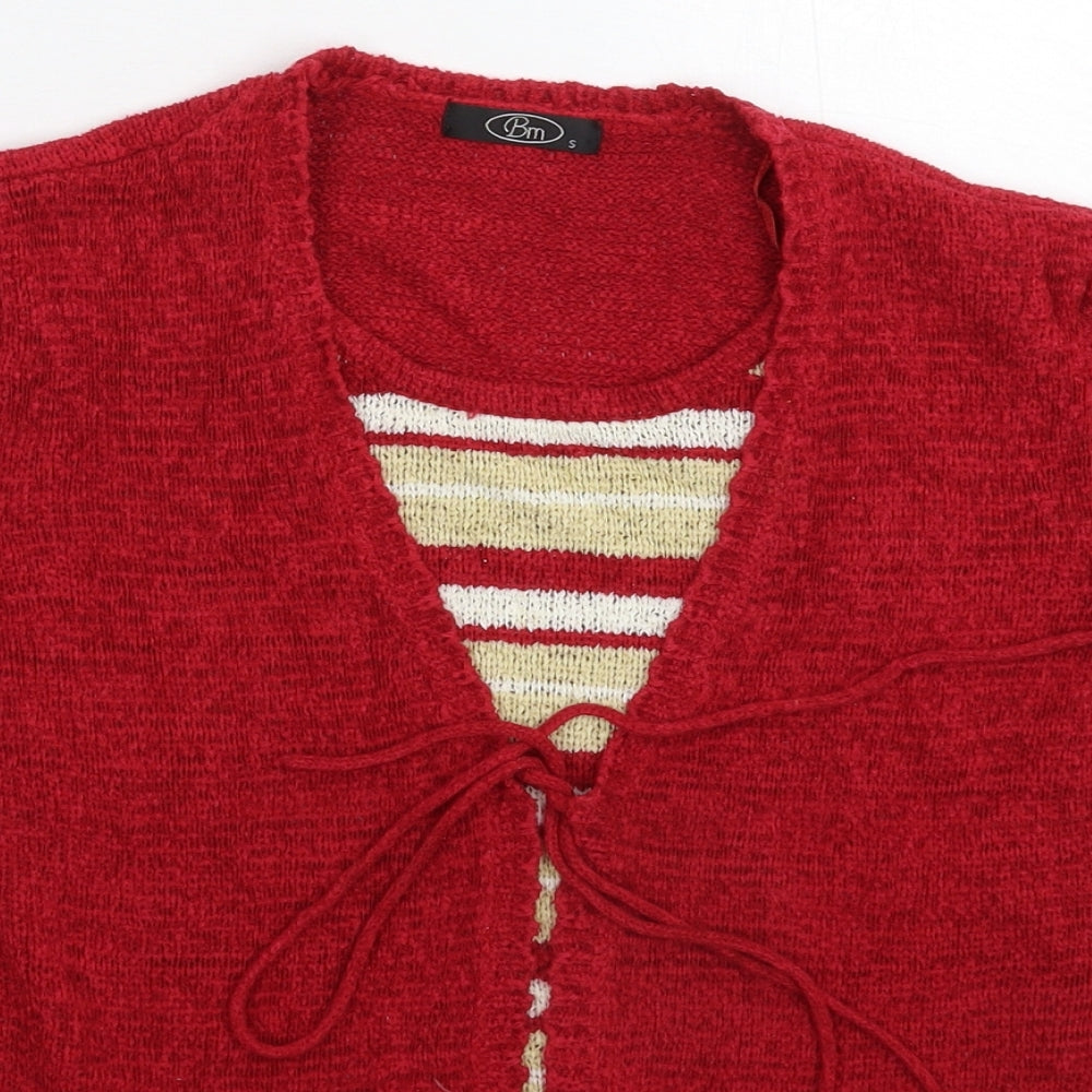 BM Womens Red Striped Knit Pullover Jumper Size S