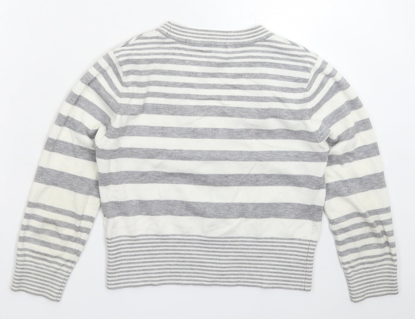 Select Womens Grey Striped Knit Cardigan Jumper Size 10