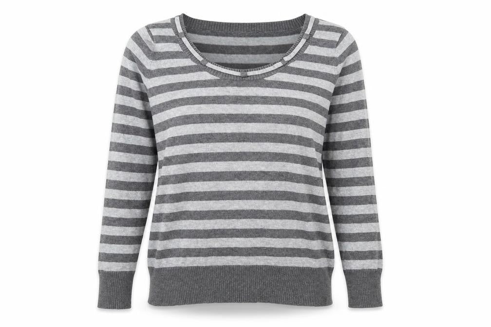 Preworn Womens Grey Striped Knit Pullover Jumper Size 14