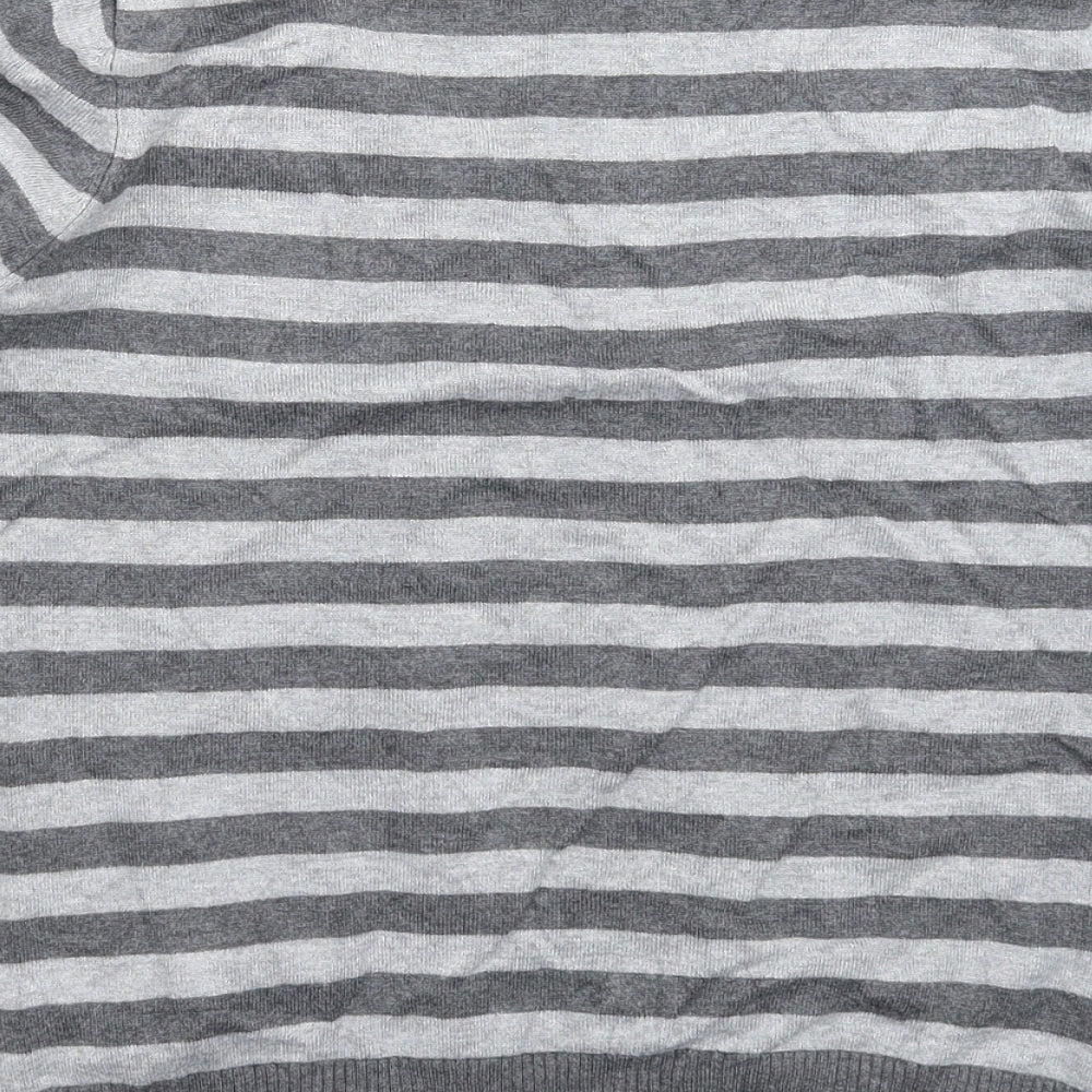 Preworn Womens Grey Striped Knit Pullover Jumper Size 14