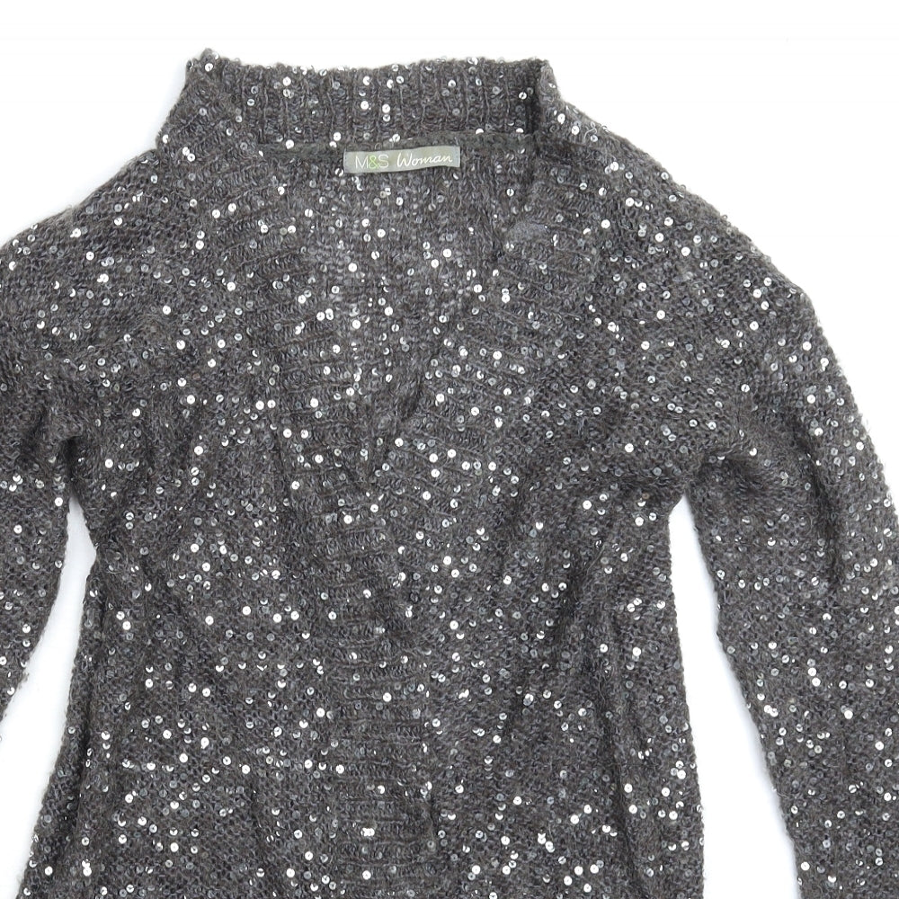 Marks and Spencer Womens Grey  Knit Pullover Jumper Size 10