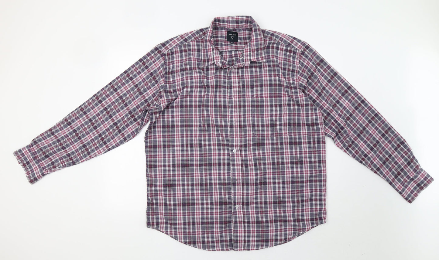 James P Mens Purple Check   Button-Up Size XL
