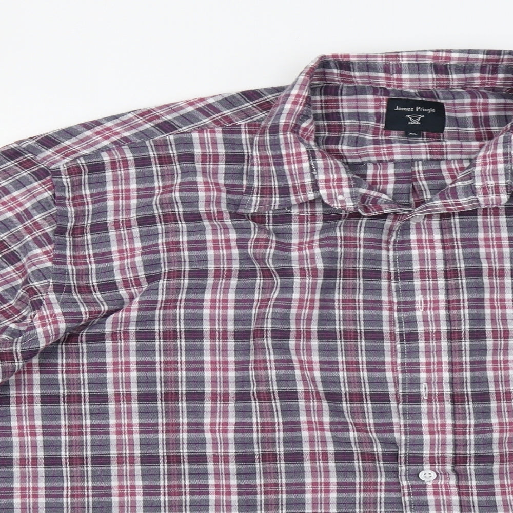 James P Mens Purple Check   Button-Up Size XL