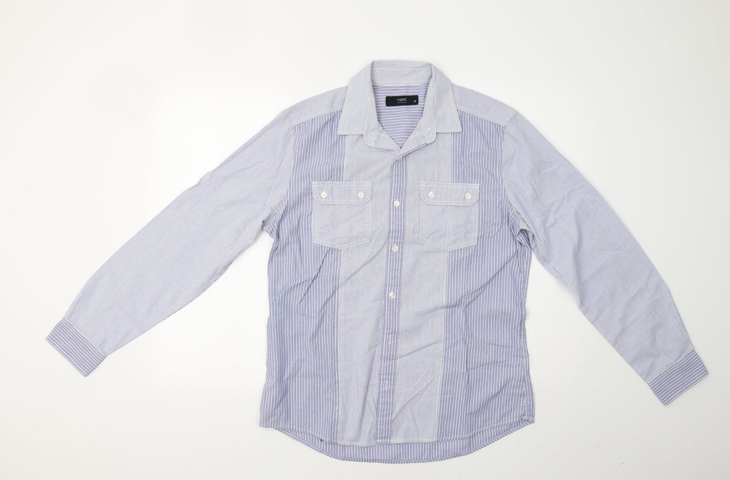 NEXT Mens Blue Striped   Button-Up Size M