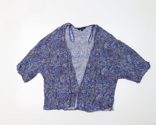 New Look Womens Blue Paisley  Overcoat Blazer Size 12