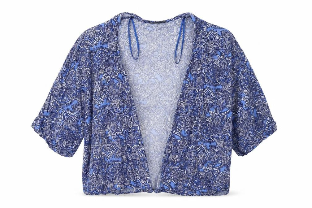 New Look Womens Blue Paisley  Overcoat Blazer Size 12