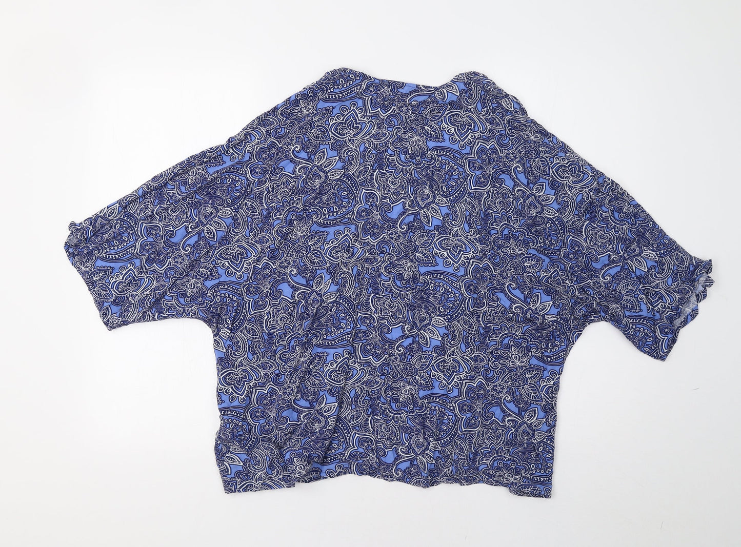 New Look Womens Blue Paisley  Overcoat Blazer Size 12
