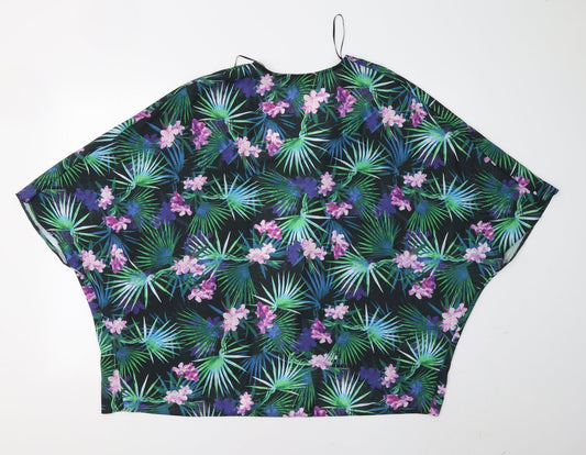 New Look Womens Green Floral  Overcoat Blazer Size 10
