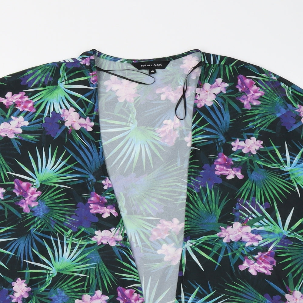 New Look Womens Green Floral  Overcoat Blazer Size 10