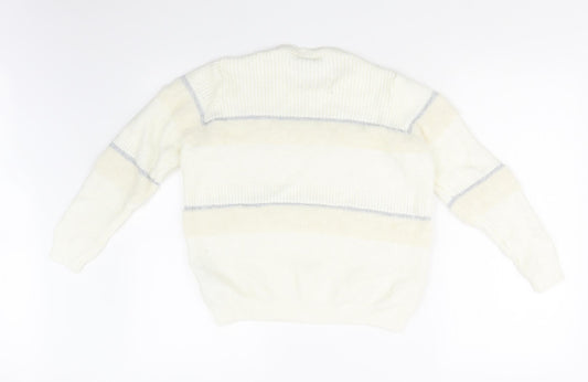 LC Waikiki Womens White Striped  Pullover Sweatshirt Size L