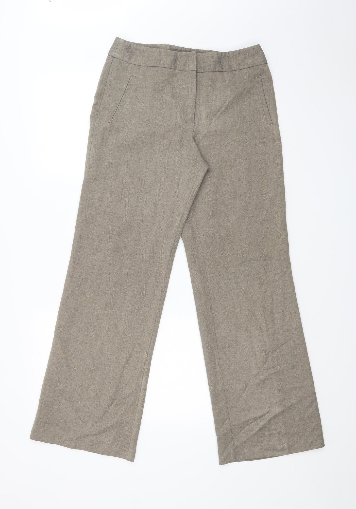 M&S Womens Brown Check  Dress Pants Trousers Size 10 L30 in