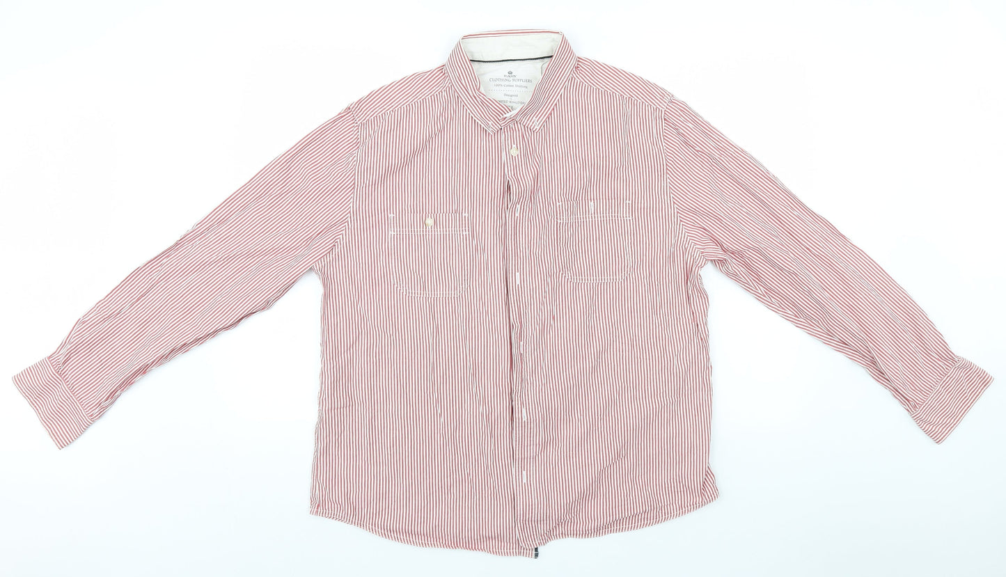 Easy Mens White Striped   Button-Up Size XL