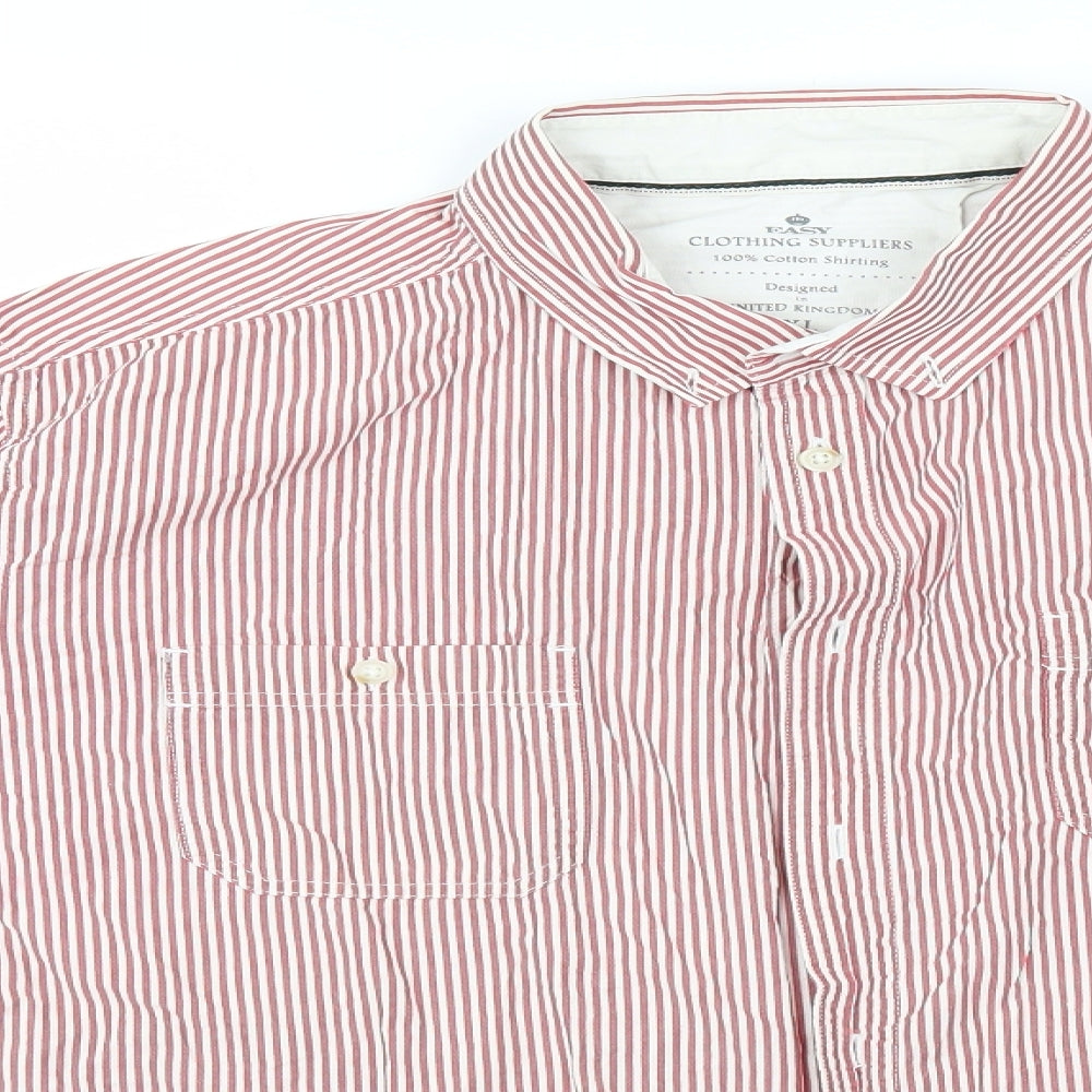 Easy Mens White Striped   Button-Up Size XL