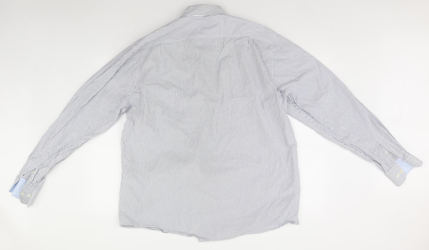 Marks and Spencer Mens White Striped   Button-Up Size 44