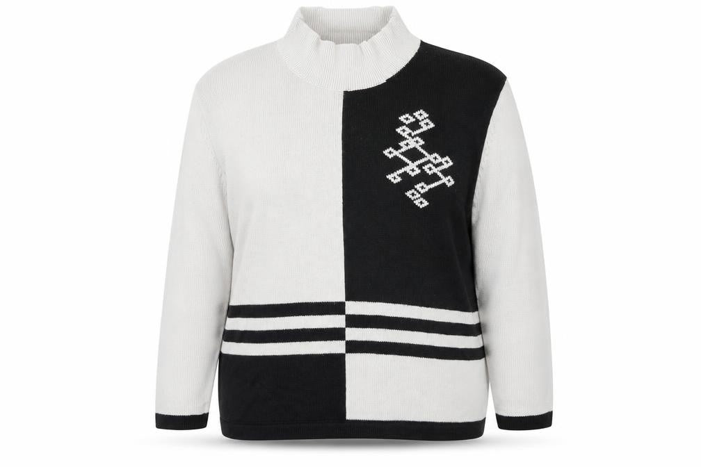 Daxon Womens Black Geometric  Pullover Jumper Size 20