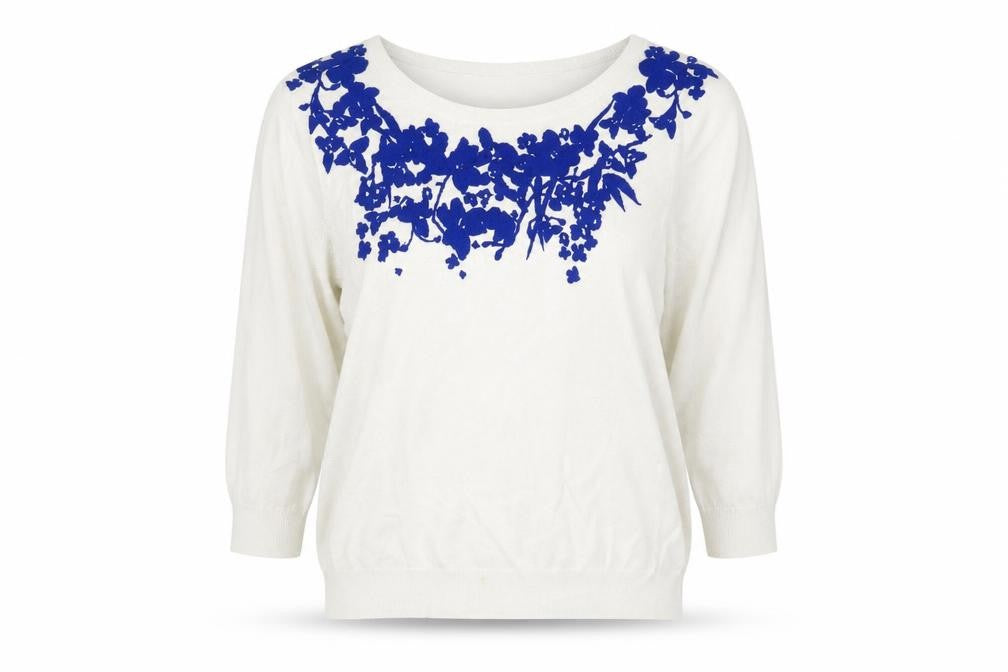 Marks and Spencer Womens White Floral  Pullover Jumper Size 8