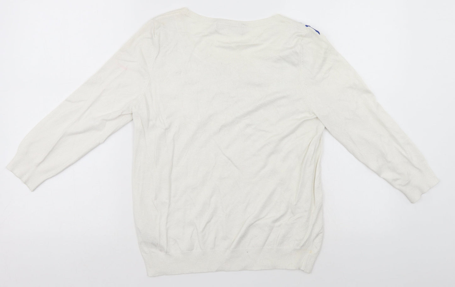 Marks and Spencer Womens White Floral  Pullover Jumper Size 8