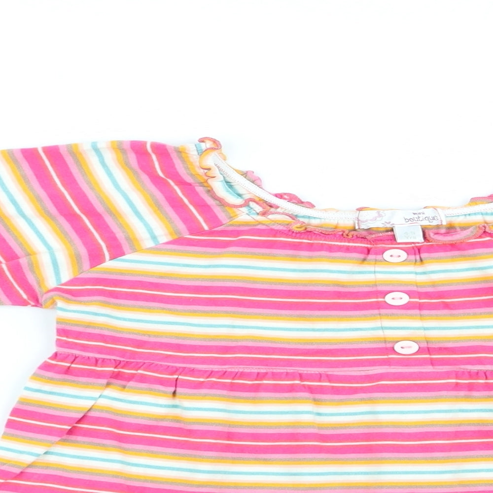 Mini Boutique Girls Pink Striped  Tunic Blouse Size 4-5 Years