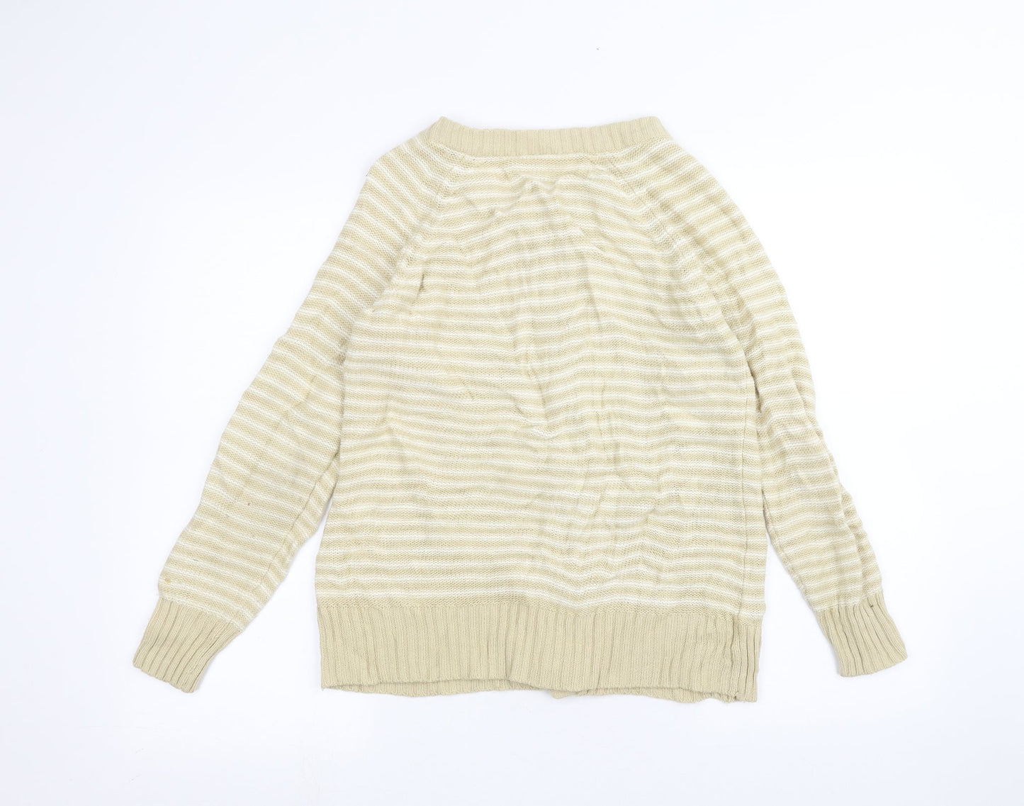BM Womens Yellow Striped  Cardigan Jumper Size S