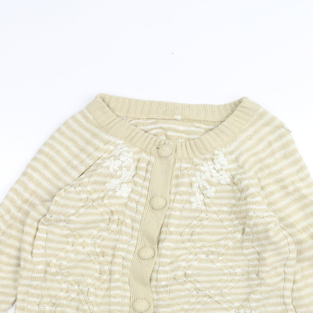 BM Womens Yellow Striped  Cardigan Jumper Size S