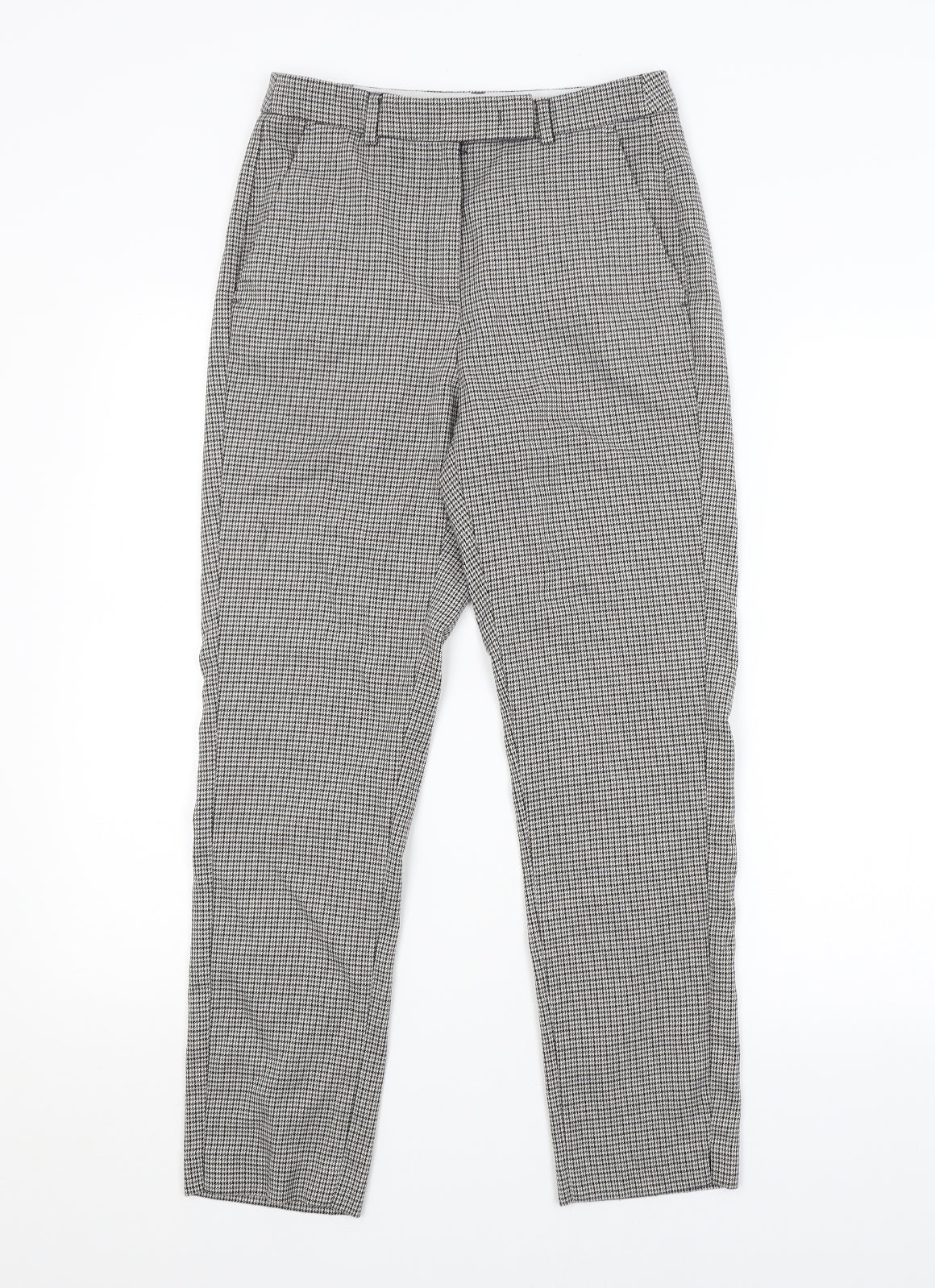 M&S Womens Grey Check  Trousers  Size 8 L26 in