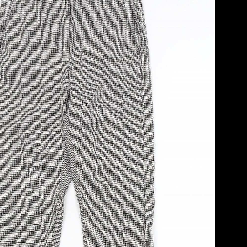 M&S Womens Grey Check  Trousers  Size 8 L26 in