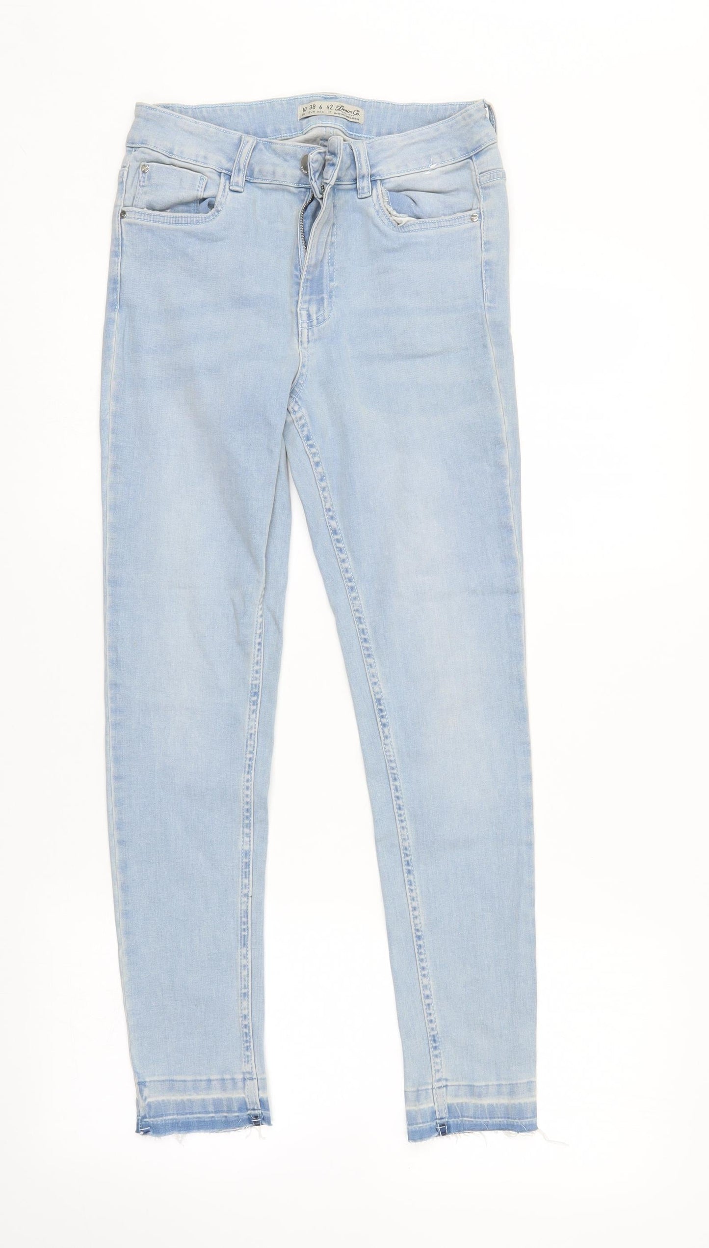 Denim CO Womens Blue  Denim Straight Jeans Size 10 L27 in - Elastic Waist