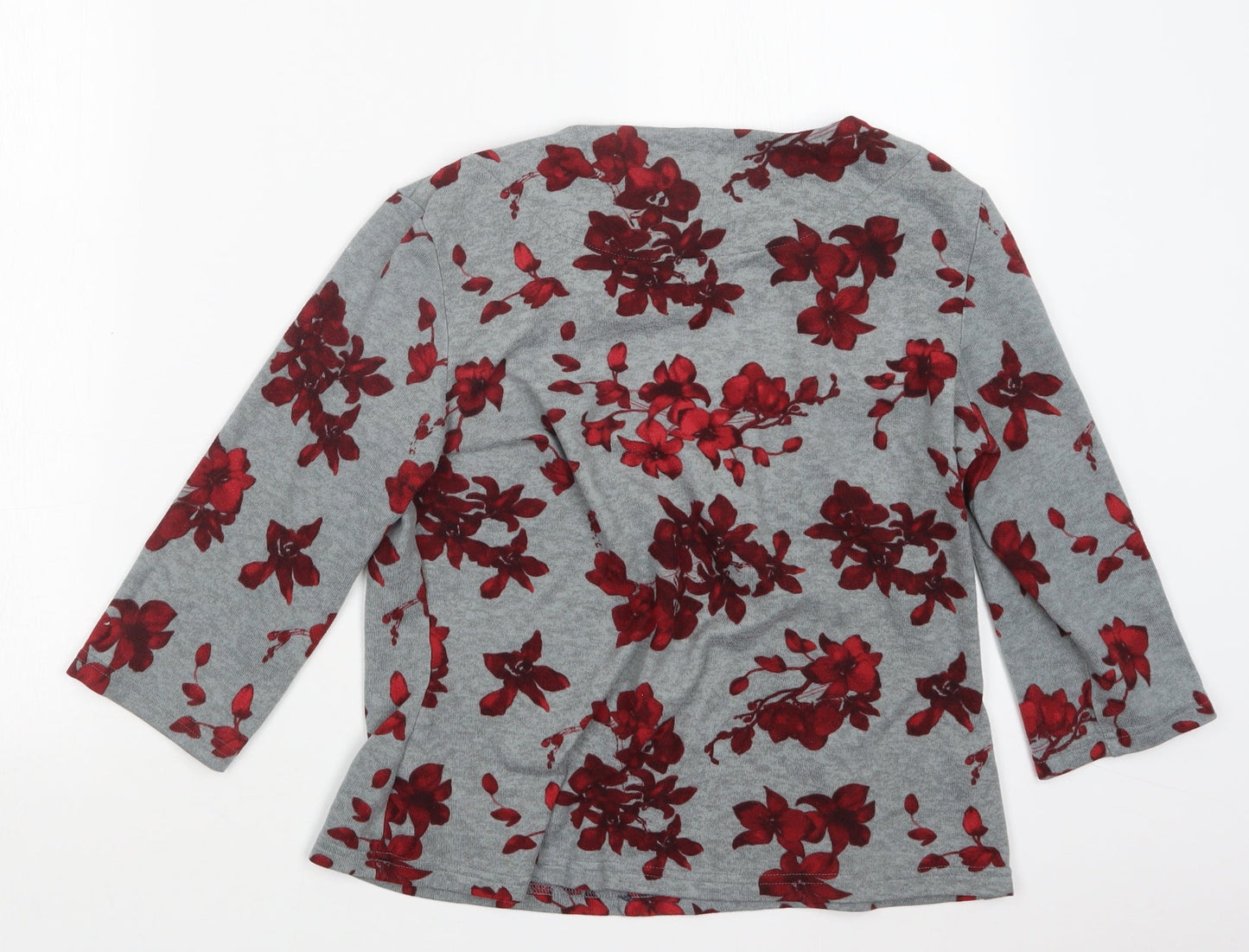 EWM Womens Grey Floral  Pullover Jumper Size 12