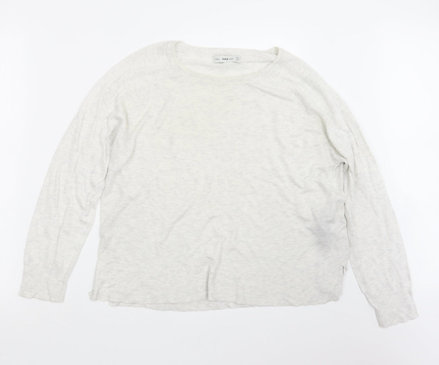 Zara Knit Womens White  Knit Pullover Jumper Size L