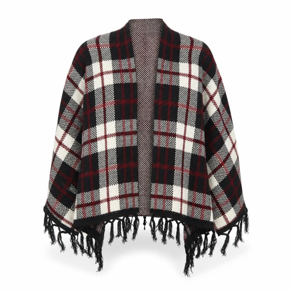 Select Womens Black Check Knit  Shawl/Wrap