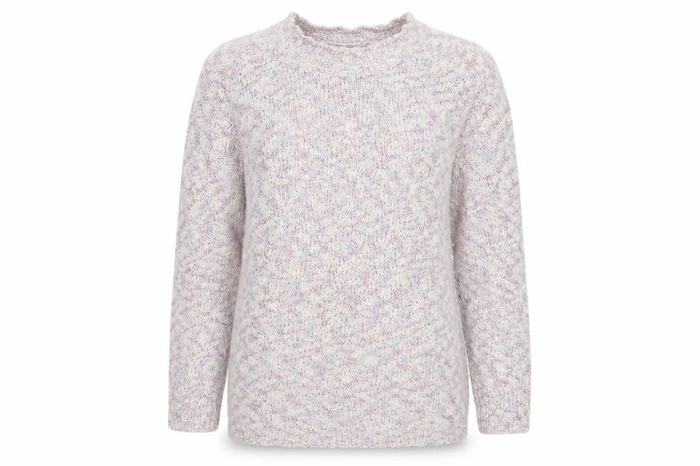Front view of Papaya women’s purple knit jumper, size UK 14