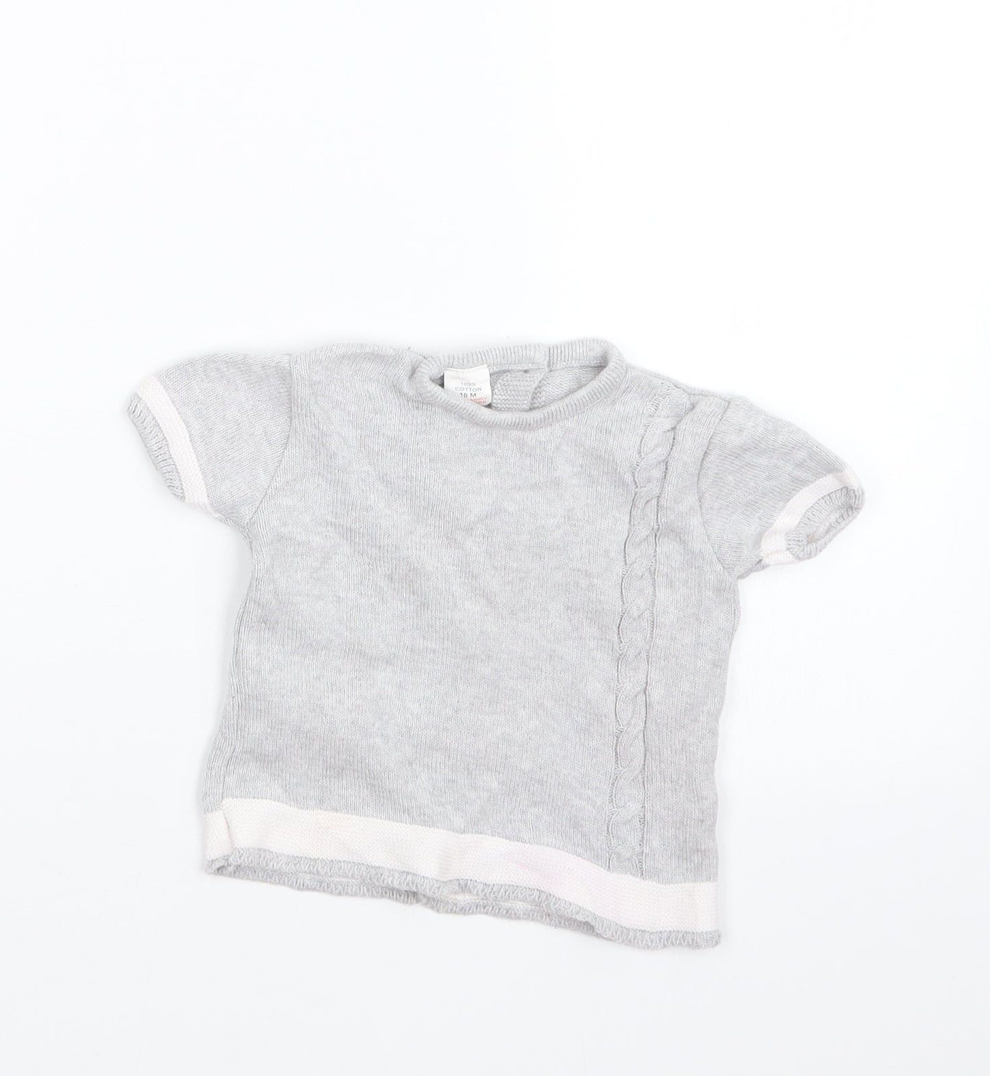 Preworn Girls Grey  Knit Pullover Jumper Size 12-18 Months
