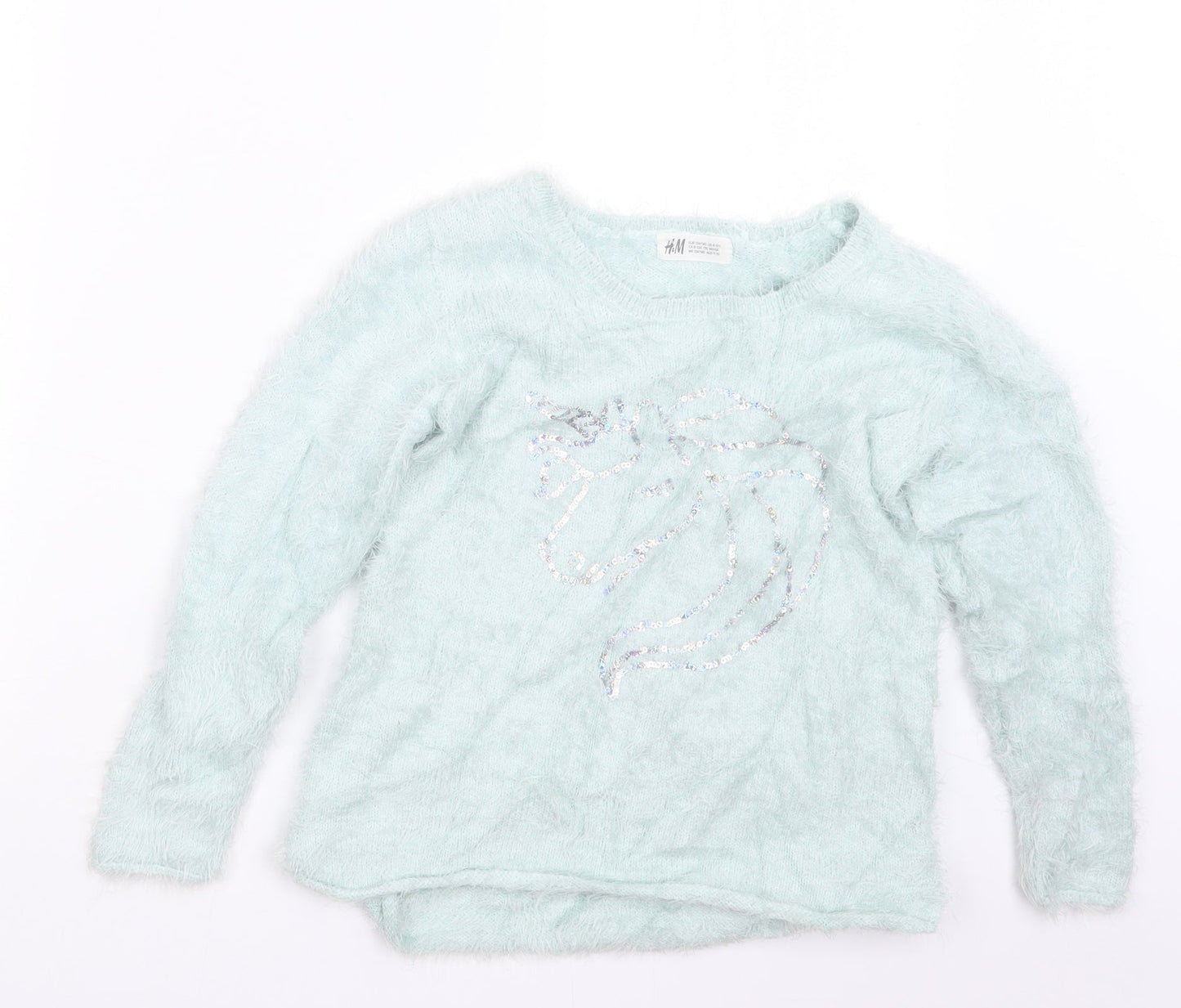 H&M Girls Green   Pullover Jumper Size 9-10 Years