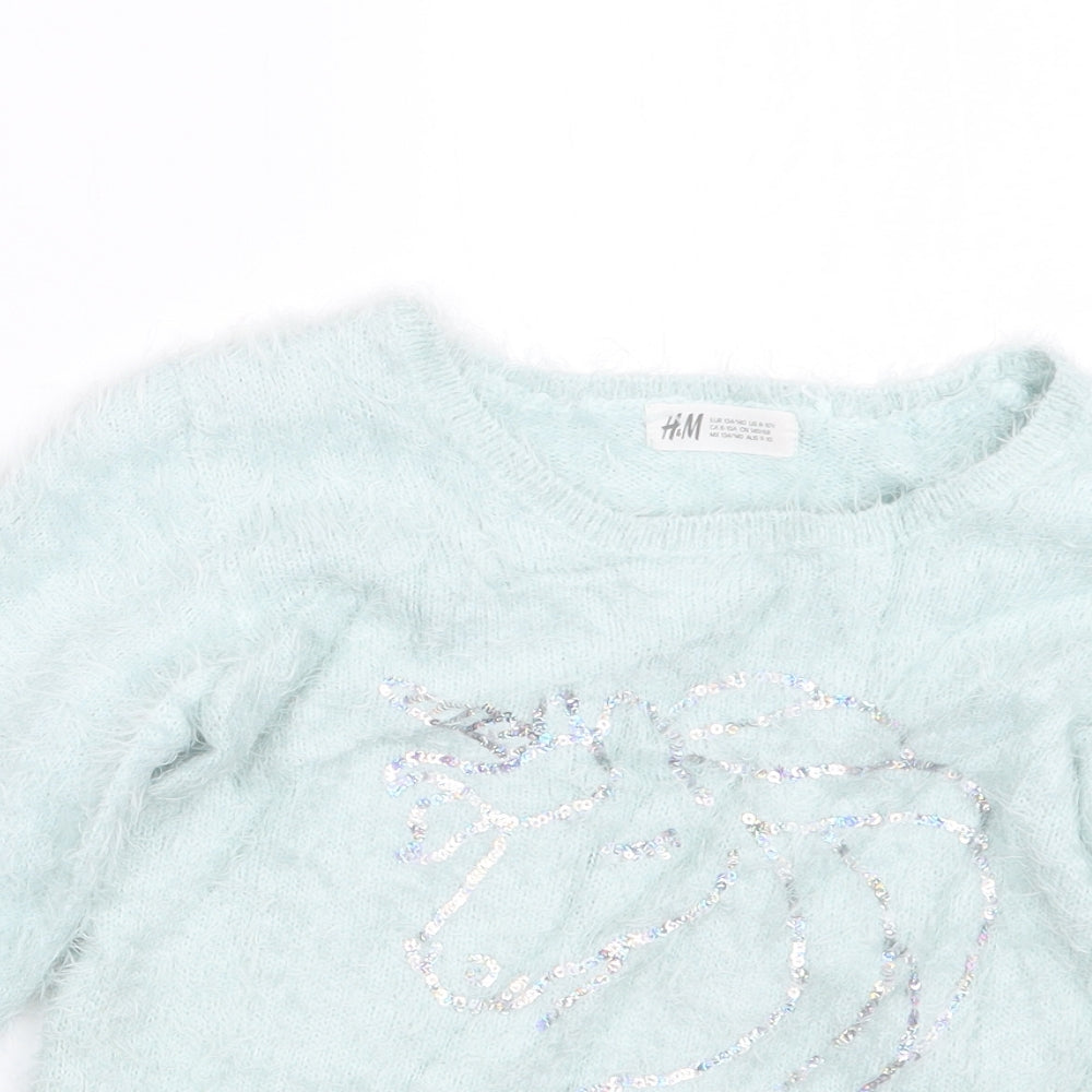 H&M Girls Green   Pullover Jumper Size 9-10 Years