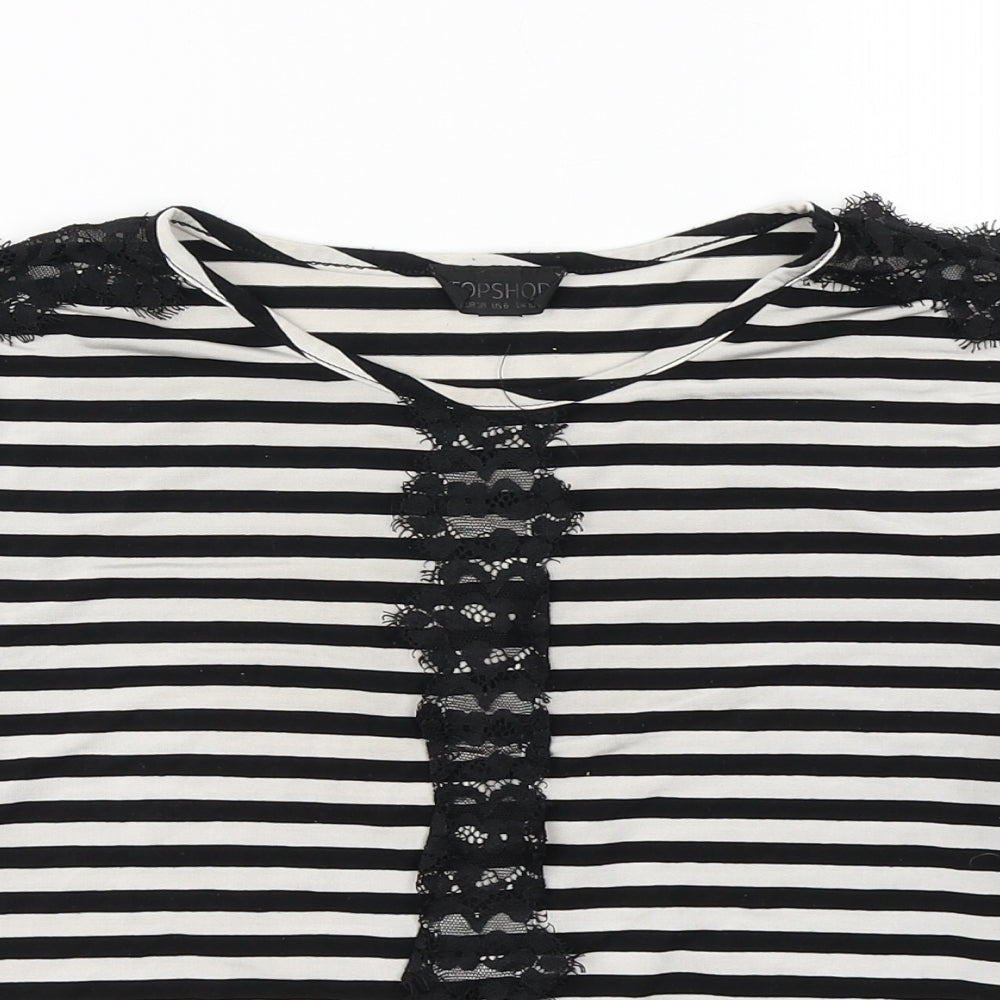 Topshop Womens Black Striped  Basic T-Shirt Size 10