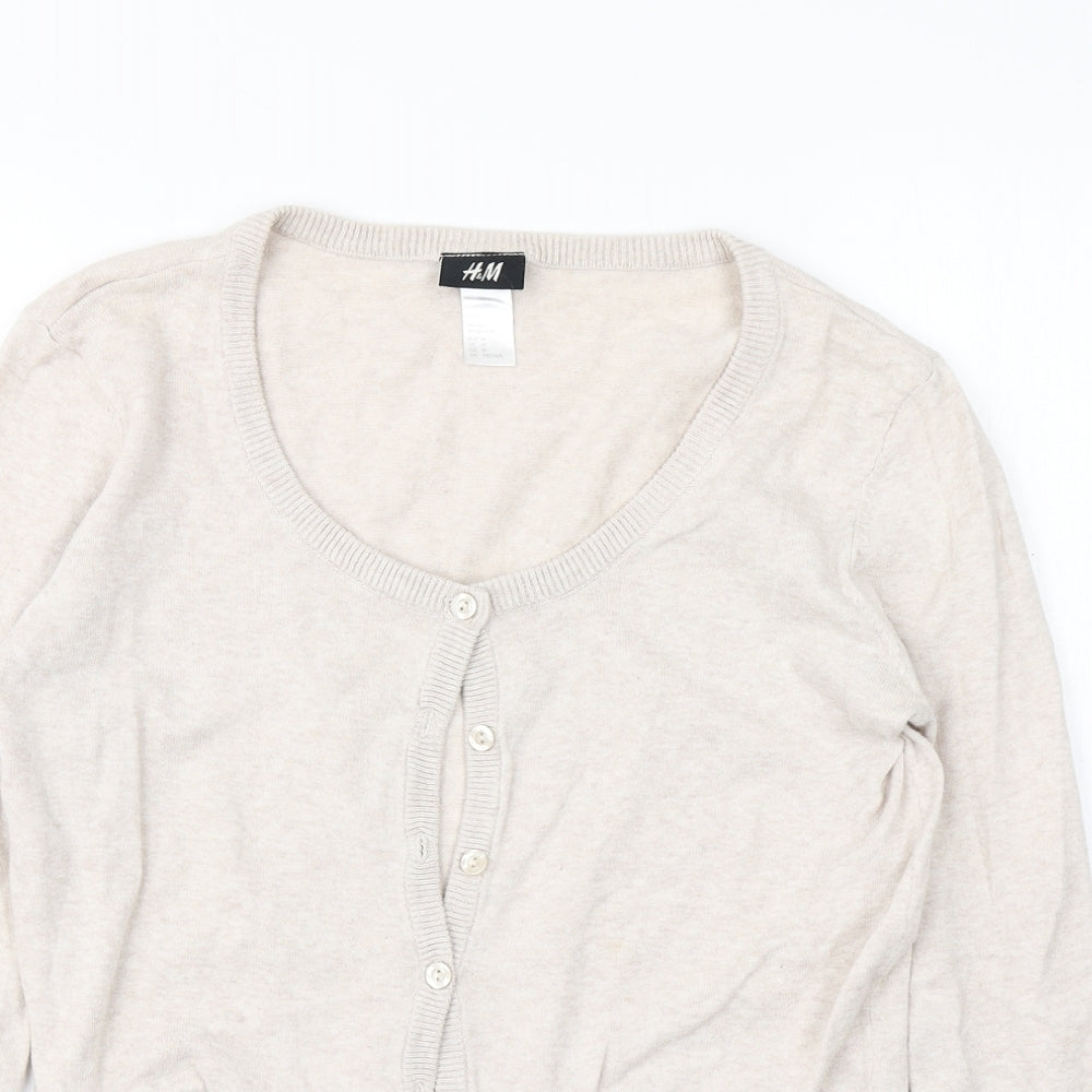 H&M Womens Beige  Knit Cardigan Jumper Size M