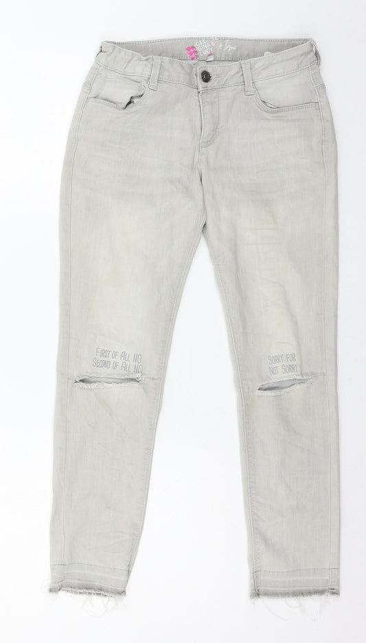 George Gina & Lucy Girls Grey  Denim Skinny Jeans Size 13 Years - distressed