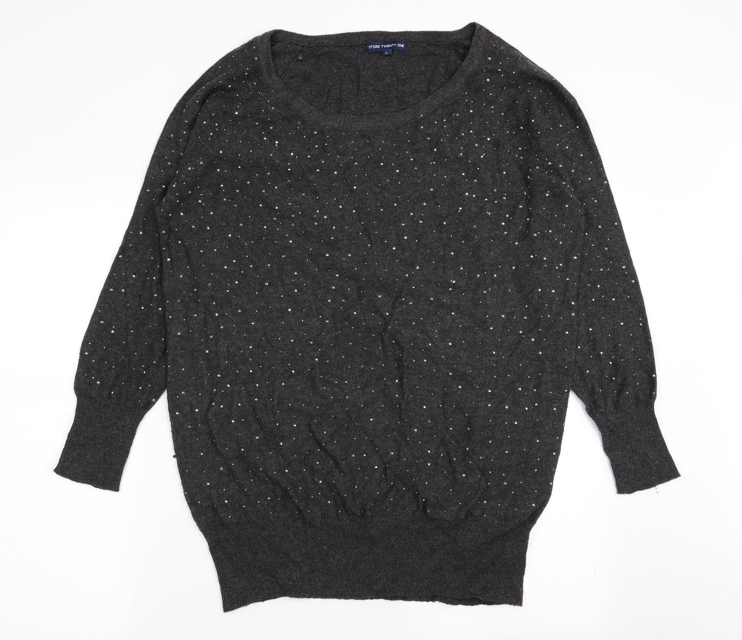 store twenty one Womens Grey Polka Dot  Pullover Jumper Size L