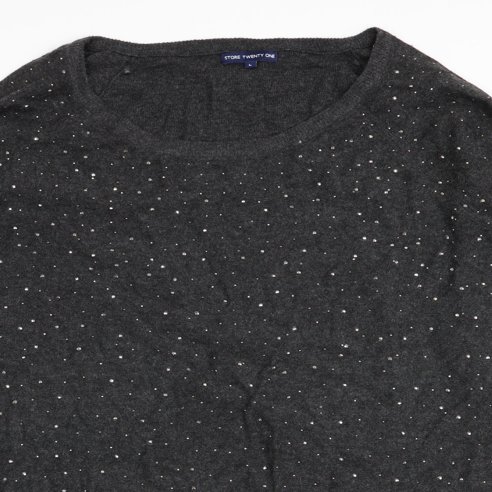 store twenty one Womens Grey Polka Dot  Pullover Jumper Size L